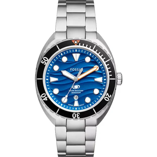 fashionable watches for men with calendar -Fossil Breaker Blue Dial Men 42mm FS6064