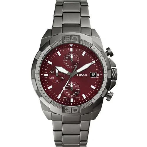 stylish watches for women with diamond-studded dials -Fossil Bronson Red Dial Men 44mm