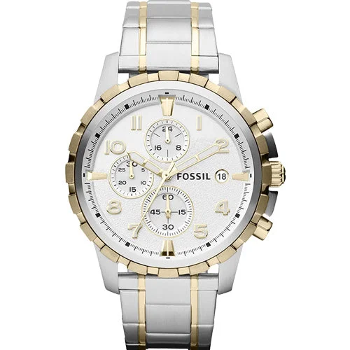 rugged outdoor watches for men with multi-function dials -Fossil Dean Silver Dial Men 45mm