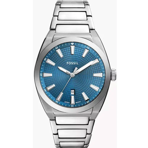 solar-powered watches with stylish designs -Fossil Everett Blue Dial Men 42mm