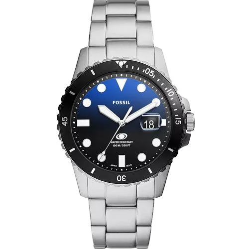 slim watches for men with round faces -Fossil Fossil Blue Dive Blue & Black Dial Men 42mm