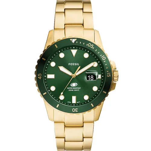 premium leather strap watches for women -Fossil Fossil Blue Dive Green Dial Men 42mm