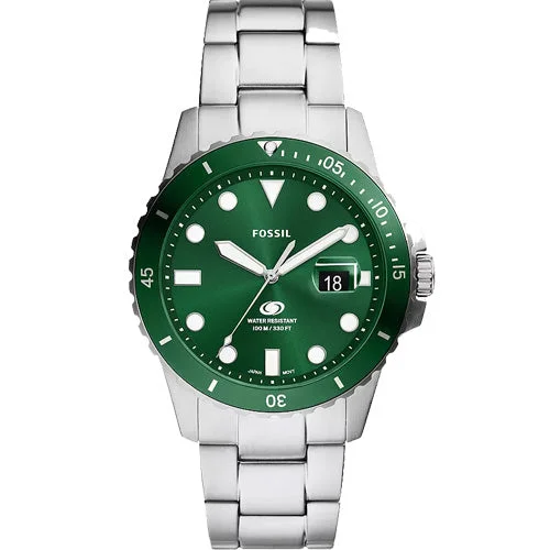 large face watches for men with bold designs -Fossil Fossil Blue Dive Green Dial Men 42mm