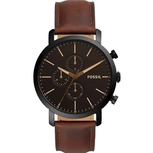 solar-powered watches for outdoor enthusiasts -Fossil Luther Black Dial Men 44mm BQ2461