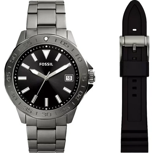 luxury watch brands for men with sapphire glass -Fossil Lux Luther Black Dial Men 45mm