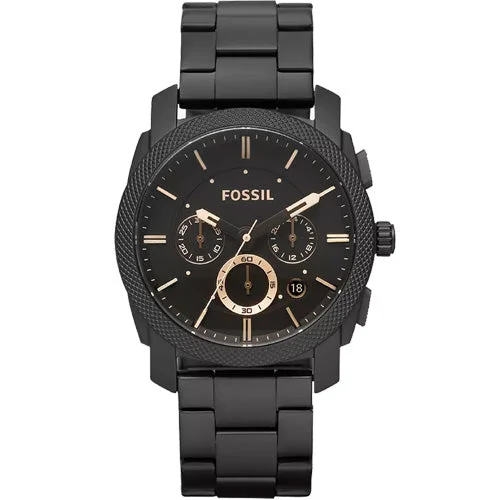 durable digital sport watches for men with timer -Fossil Machine Black Dial Men 42mm