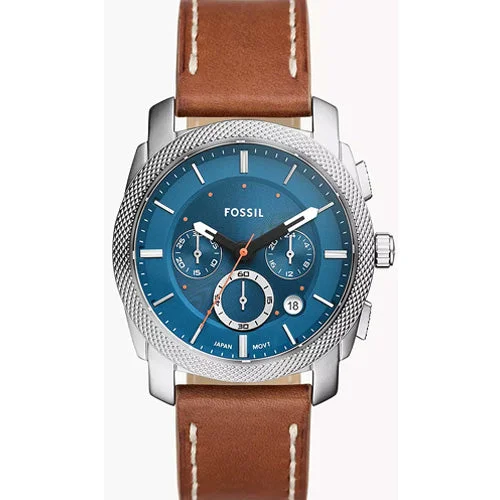 water-resistant watches for diving -Fossil Machine Blue Dial Men 42mm