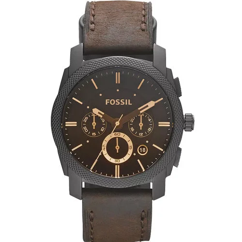 luxury leather watches for men with minimalist design -Fossil Machine Brown Dial Men 42mm