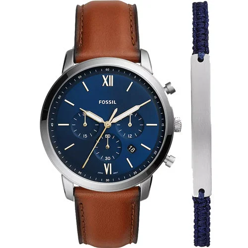 stylish silver watches for men with clean designs -Fossil Neutra Blue Dial Men 44mm