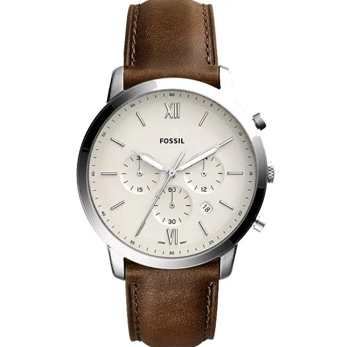 solar-powered watches for hiking and adventure -Fossil Neutra Cream Dial Men 44mm