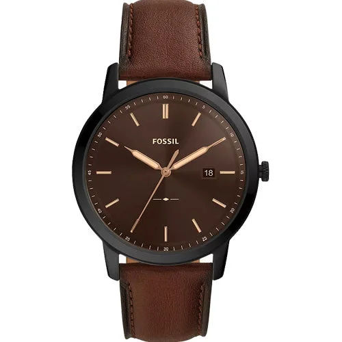 lightweight sport watches for women with rubber bands -Fossil The Minimalist Solar Brown Dial Men 44mm