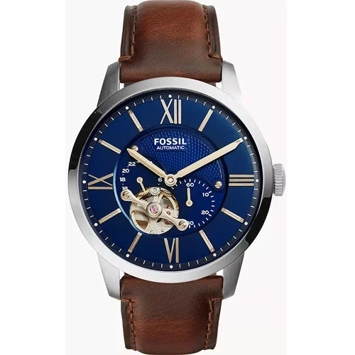 luxury dive watches for men with rubber straps -Fossil Townsman Blue Dial Men 44mm