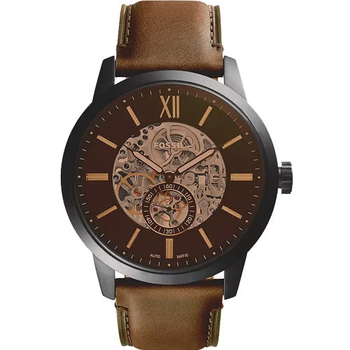 gold wristwatches for women with leather straps -Fossil Townsman Brown Dial Men 48mm