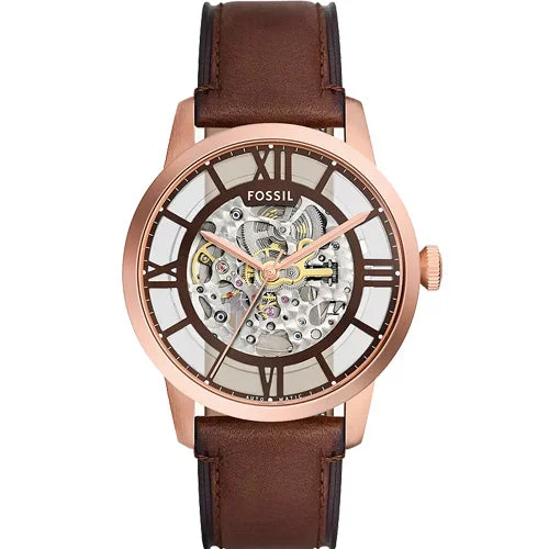 gold-plated watches for women -Fossil Townsman Skeleton Dial Men 44mm ME3259