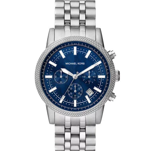 luxury watches for women with crystal embellishments -Michael Kors Hutton Blue Dial Men 43mm MK8952