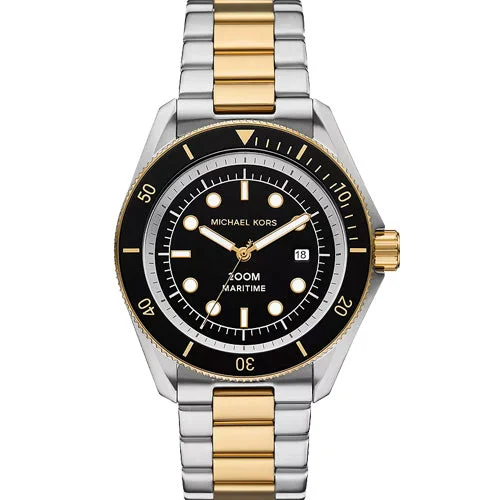 casual watches for men with silicone straps -Michael Kors Oversized Maritime Black Dial Men 42mm MK9180