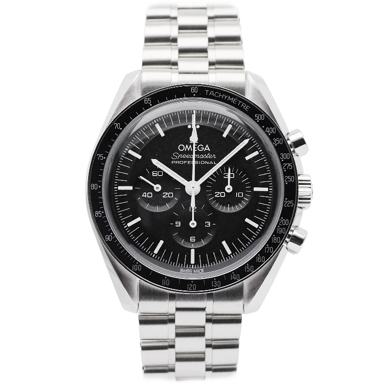 classic leather watches for men with Roman numerals -Omega Speedmaster Moonwatch Stahl 31030425001001 - 2022