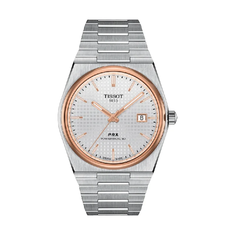 elegant watches with mother of pearl dials -PRX Automatic Powermatic 80 Rose Gold 40mm - Silver on Bracelet