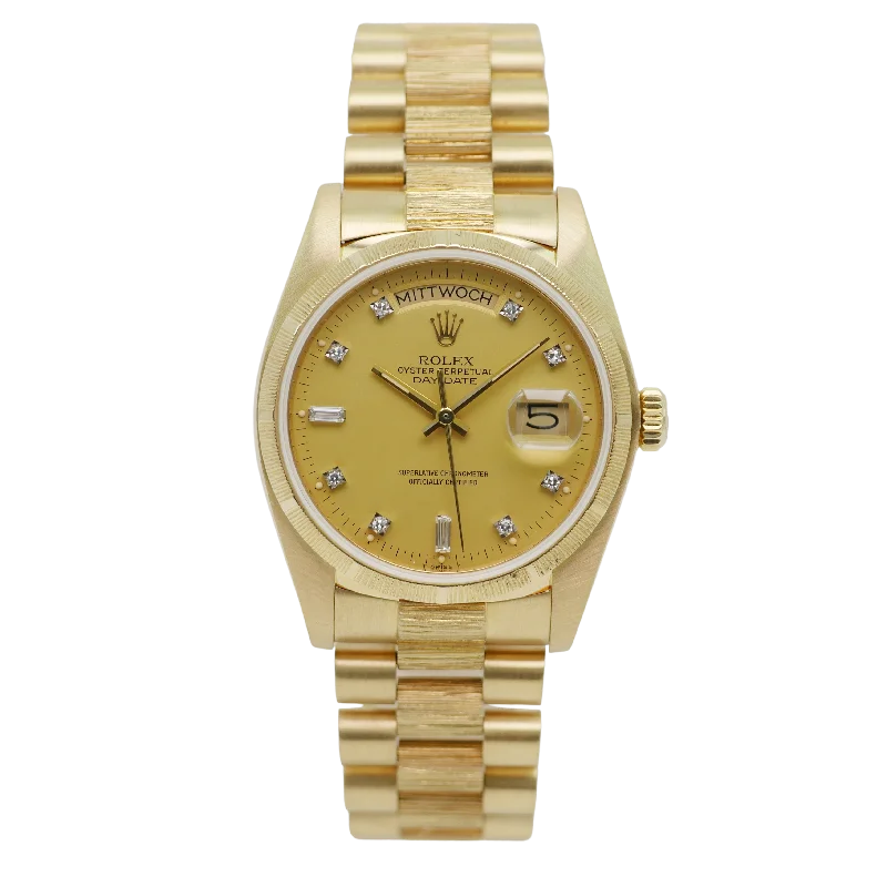 waterproof stainless steel watches for women -Rolex Day-Date "Borke" 36mm Gelbgold 18148 - 1983