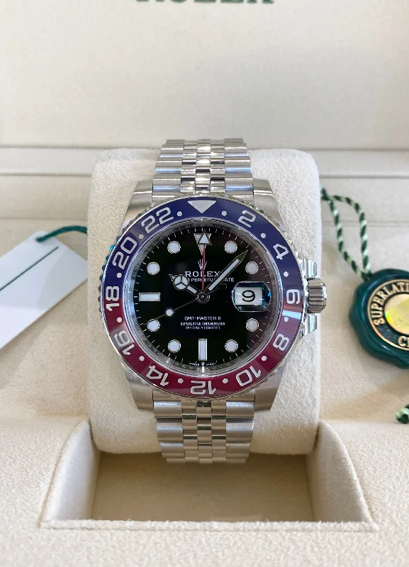 luxury gold watches for men with leather bands -2021 Rolex GMT-Master II Pepsi 126710BLRO