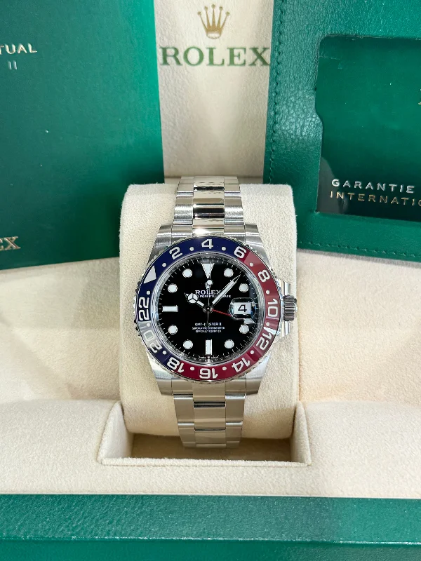 stylish watches for women with diamond-studded dials -2023 Rolex GMT-Master II Pepsi 126710BLRO