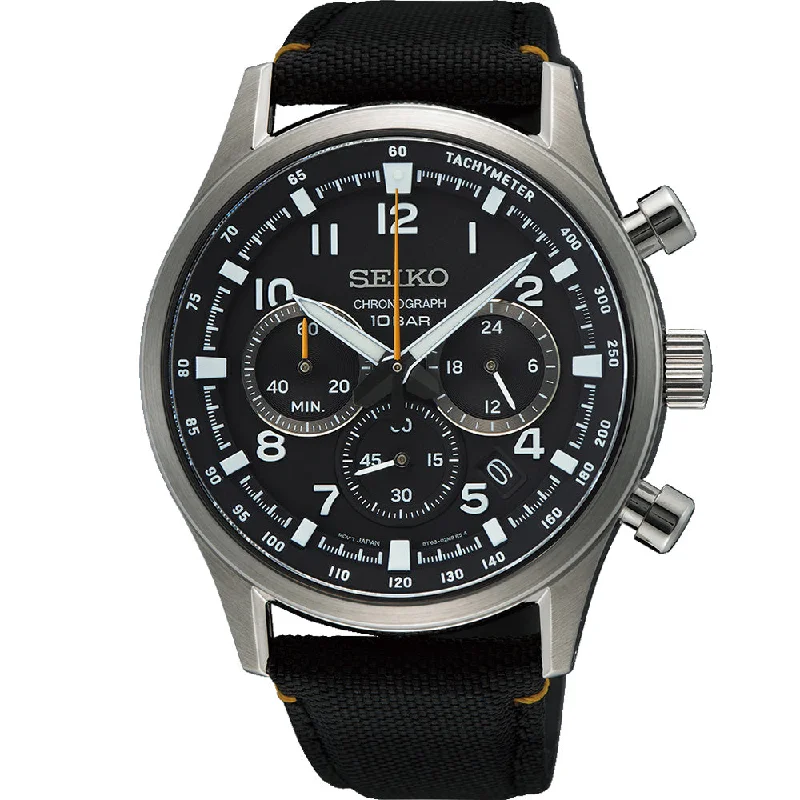 automatic mechanical watches for men with leather straps -Seiko SSB449P Chronograph Sports