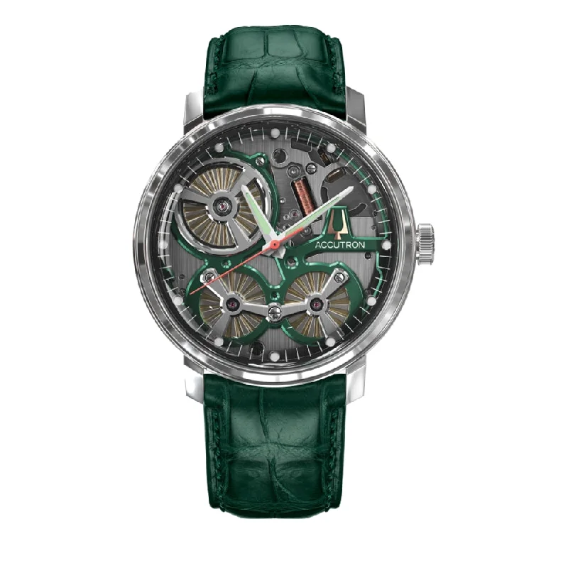 luxury titanium watches for women -SPACEVIEW 2020 on Green Alligator Strap