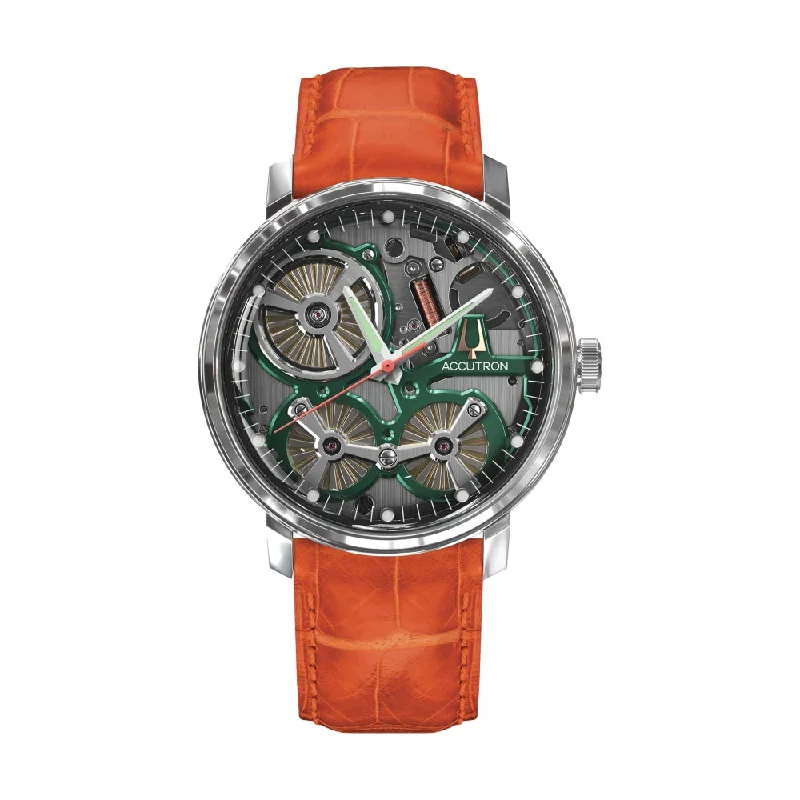 luxury dive watches for men with rubber straps -SPACEVIEW 2020 on Orange Alligator Strap