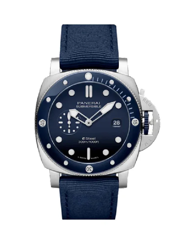 slim watches for men with round faces -Submersible QuarantaQuattro ESteel Blu Profondo