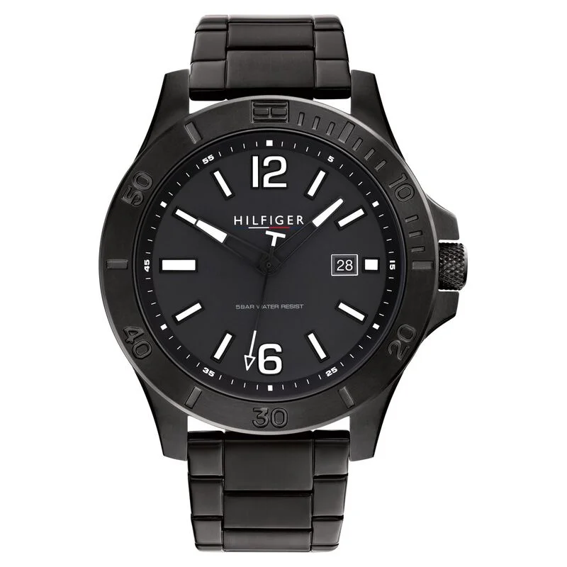 large face watches for men with bold designs -Tommy Hilfiger Analog Black Dial Watch For Men