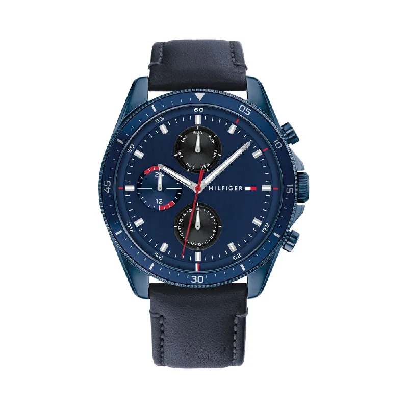 waterproof sport watches for athletes -Tommy Hilfiger BENNETT ROUND Analog Blue Dial Men Watch NCTH1791839