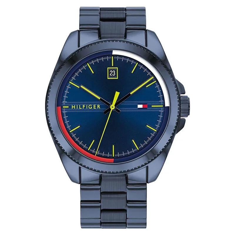 premium leather strap watches for women -Tommy Hilfiger Blue Dial Quartz Analog Watch For Men