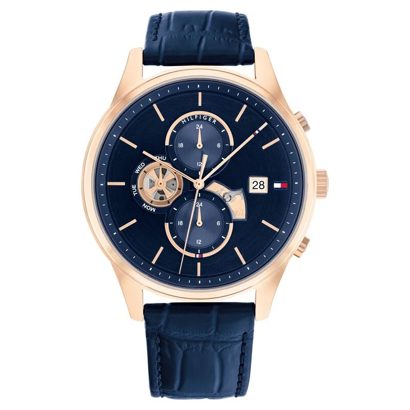 elegant silver watches with diamonds for women -Tommy Hilfiger Blue Dial Quartz Analog Watch For Men