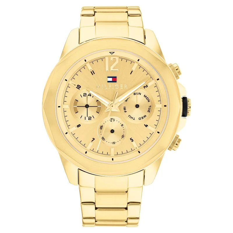 hybrid smartwatches with activity tracking for men -Tommy Hilfiger Gold Dial Golden Stainless Steel Strap Watch For Men