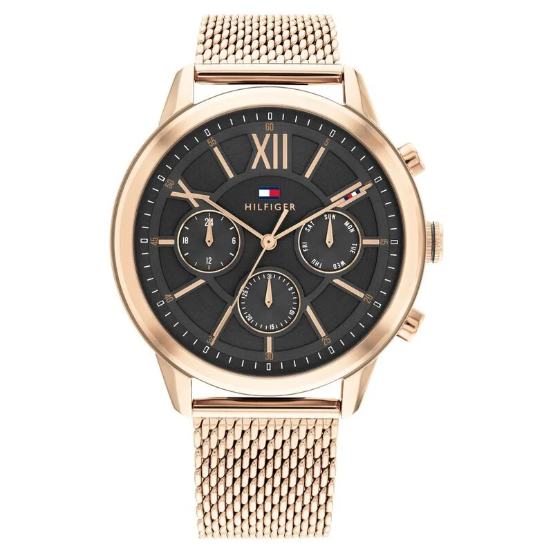 hybrid smartwatches for fitness and messaging -Tommy Hilfiger Grey Dial Golden Colour Stainless Steel Strap Watch For Men