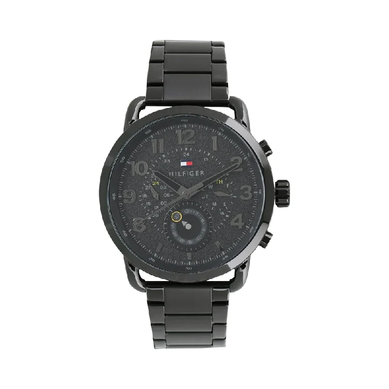 casual leather watches for men with large dials -Tommy Hilfiger Mens Black Dial Watch - NCTH1791423