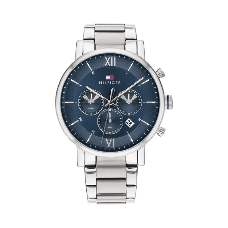 elegant watches for women with gold-tone metal bands -Tommy Hilfiger Mens Navy Blue Stainless Steel Watch - TH1710409