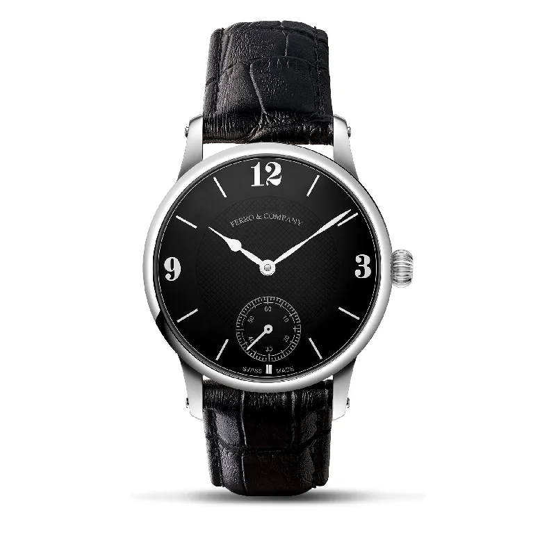 stylish sport watches with GPS for running -TRADITUM VINTAGESTYE DRESS WATCH BLACK